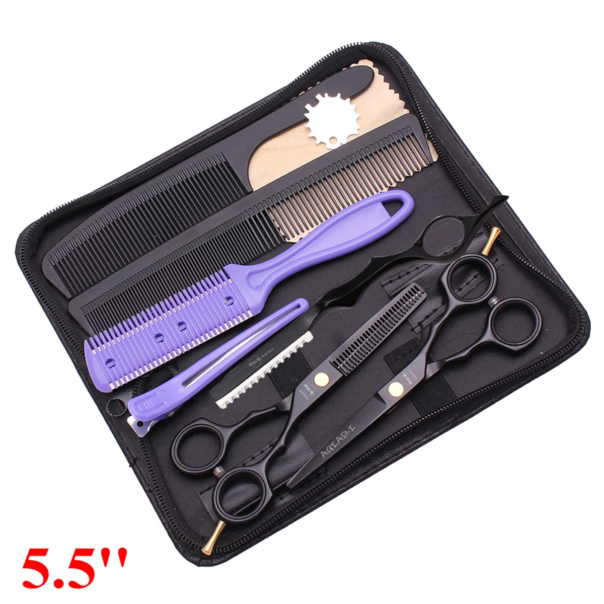 5.5'' Professional Hairdressing Hair Scissors 440C Cutting Shears Thinning Razor Comb Set Salon Barber Home Dropshipping A1104