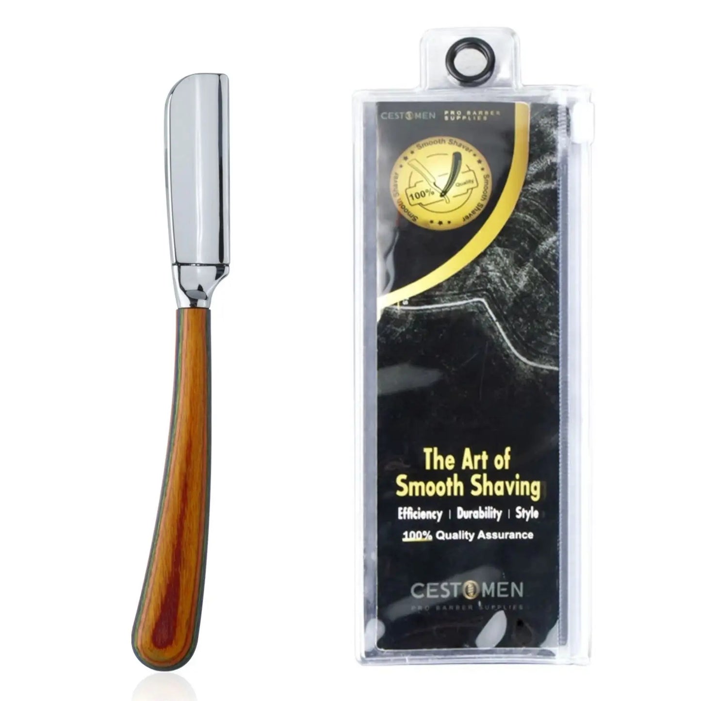 New Professional Baber Beard Straight Edge Shaving Razor Men Hair Removal Tools, Wooden Handle, Anti-Slip Grip for Home Shaving