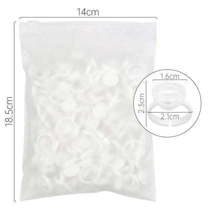AILEISHI 100Pcs Disposable Eyelash Glue Fan Cup Rings Holder Container Tattoo Pigment Eyelash Extension Tools Lash Supplies