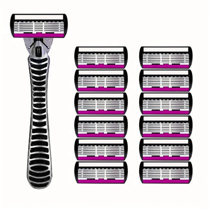 6-Layer Razor Head Manual Shaver, Stainless Steel Classic Double Edge Blade Razor Safety Vintage Shaving Beard Moustache Manual