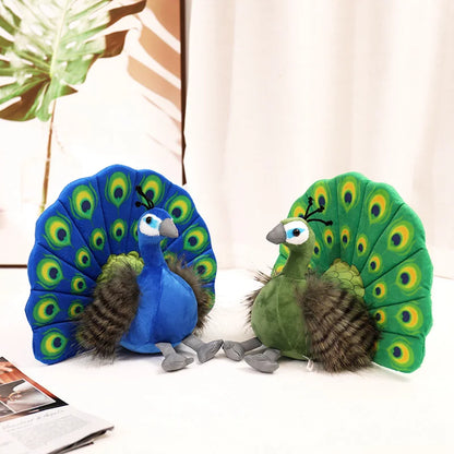 Cute Simulation Green Peacock Plush Toy Blue Peacock Doll Decorative Ornament Gift Bird Doll Zoo Souvenir Ornament Photo Props