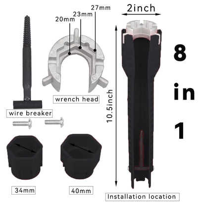 8 In 1 Flume Wrench Anti-slip Kitchen Sink Repair Tools Bathroom Faucet Assembly Key Plumbing Installation Wrench