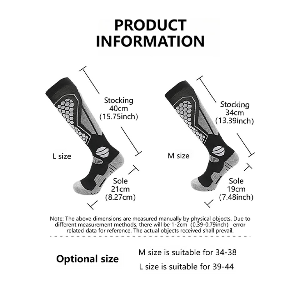 GTUBIKE Thermal Winter Cotton Men Women Ski Socks High Elastic Sports Socks Snowboarding Cycling Adult Skiing Thicker Leg Warm
