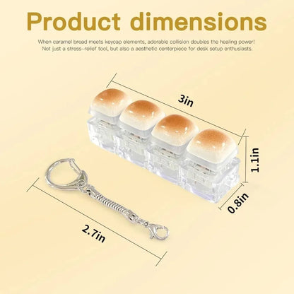 Bread Keycap Stress Relief Clicker Fingertip Toy Keychain Mechanical Keyboard Style Keyring Pendant Creative Gift Desk Toy 1PC