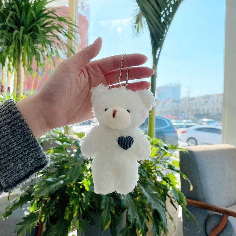 12cm Cute Bear Plush Keyring Pendant Soft Stuffed Plush Keychain Toy Backpack Pendant Birthday Gifts for Children