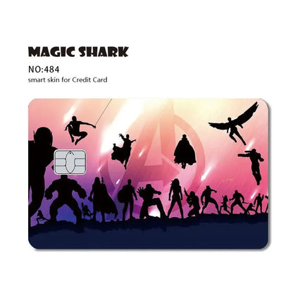 Magic Shark Cartoon Rabbit Warrior Flower Anime Chocolate PVC Sticker Film Skin Cover for Debit Credit Card