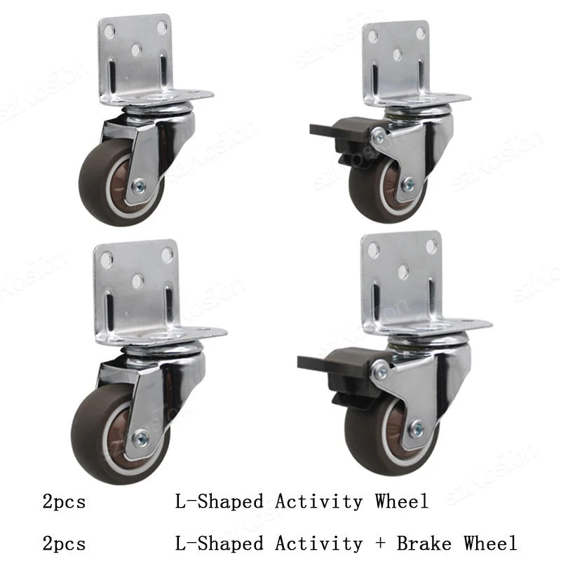 4pcs Universal Swivel Casters Heavy Duty Furniture Wheel Castor Silent Trolley Wheels for Table Chair Sofa with Safety Brake
