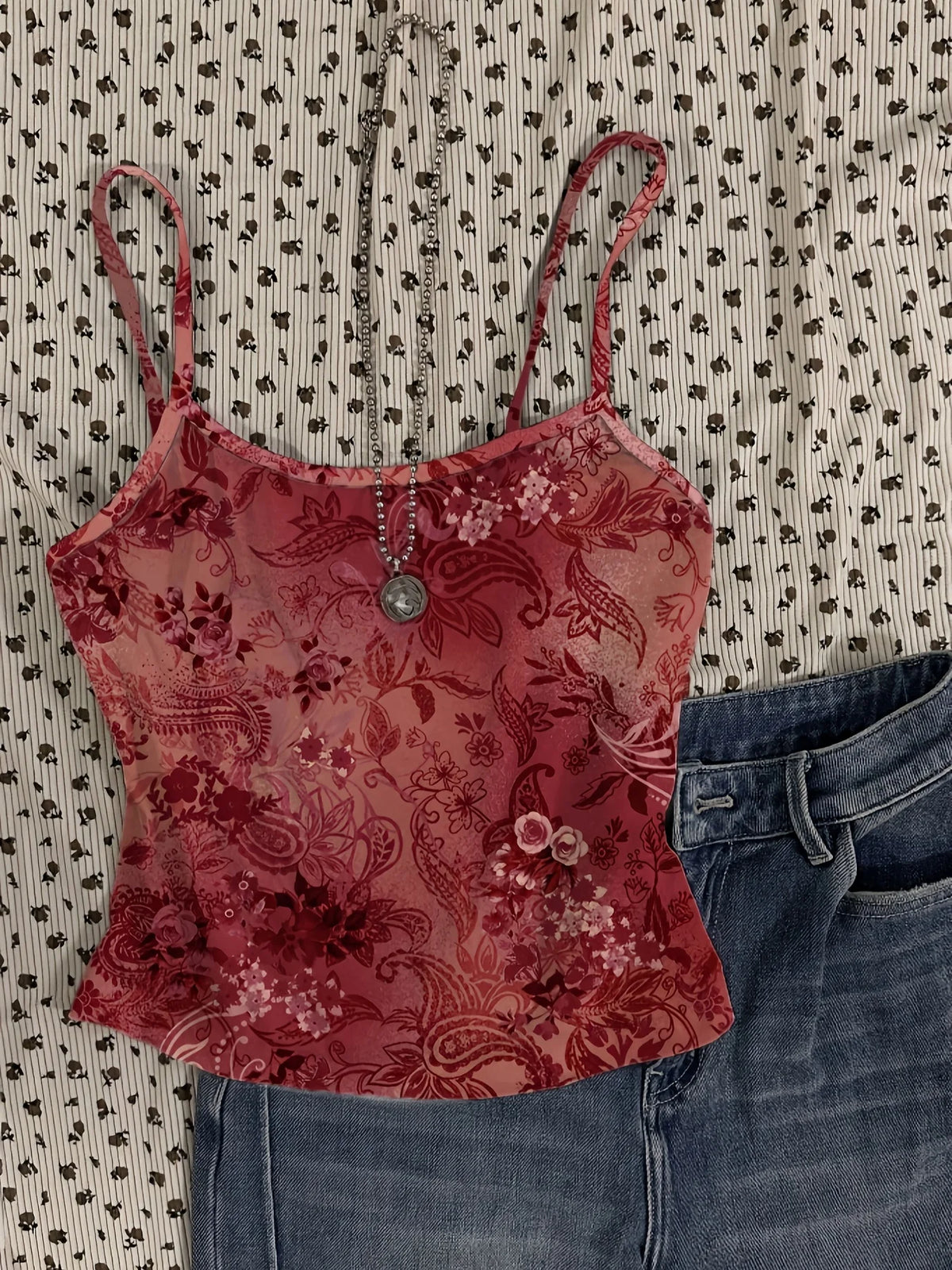 Floral-Print Cropped Tank Top