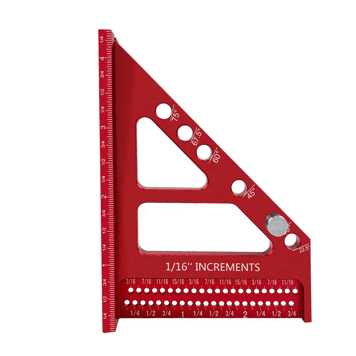 3D Multi-Angle Woodworking Square Protractor, Aluminum Alloy Miter Triangle Ruler T-Type Scriber - 22.5/30/45/60/67.5/90 Degree