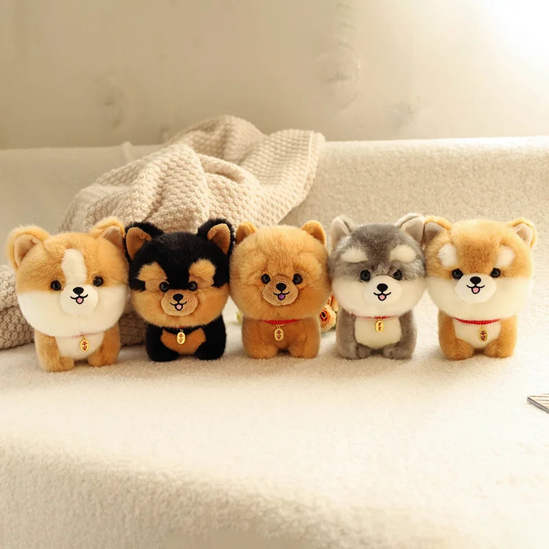 Lifelike Fluffy Dog Stuffed Toy Simulation Puppy Model Shiba Inu Corgi Husky Yorkshire Bichon frise Chow Chow Plush Doll Gifts
