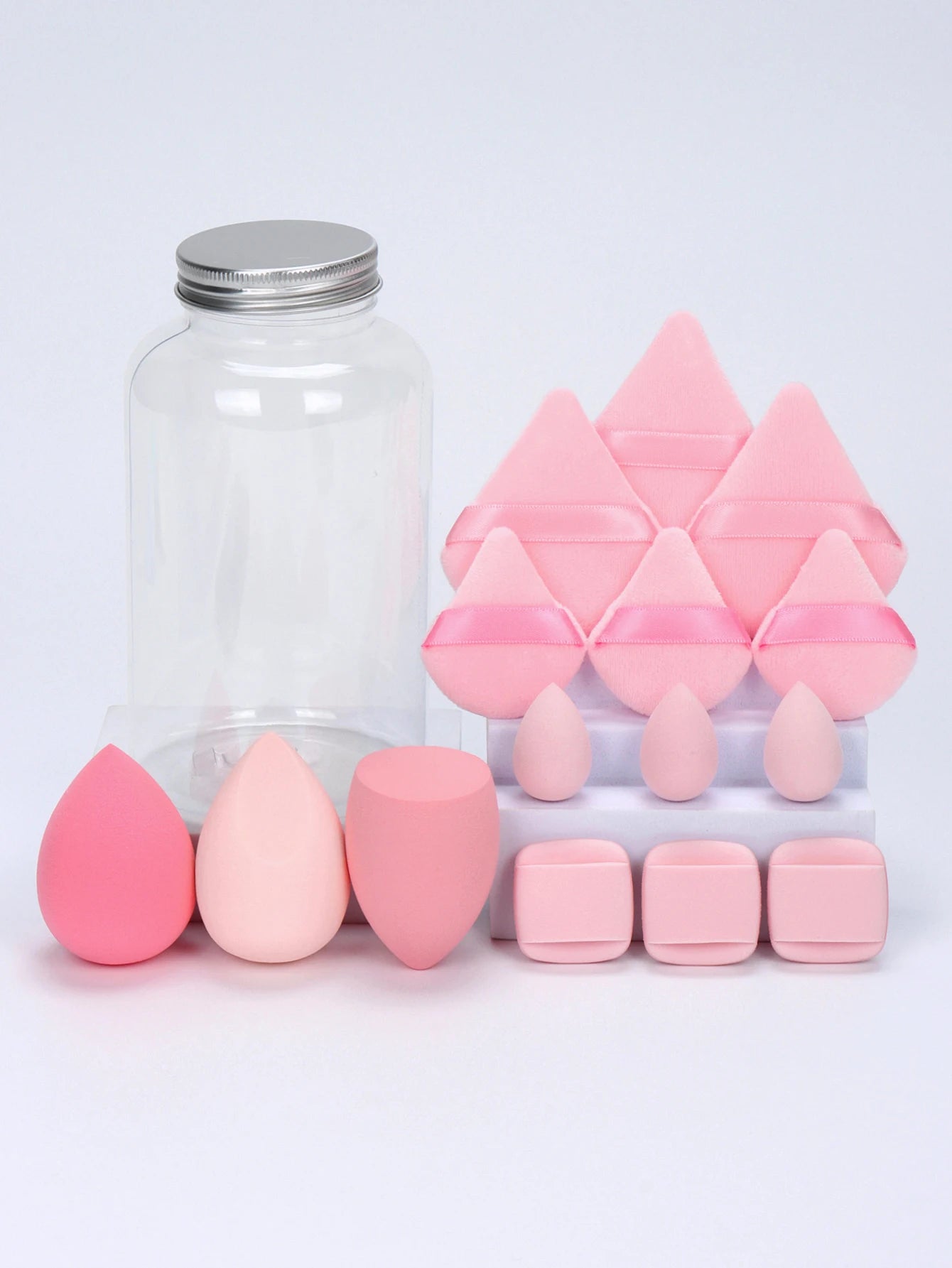 Spring 15 Cans,3 Loose Powder Puffs & 3 Mini Loose Powder Puffs & 3 Mini Makeup Eggs & 3 Mini Air Cushion Puffs, Foundation Mix