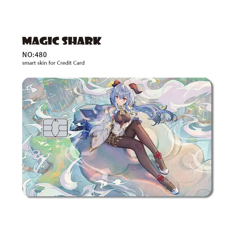 Magic Shark Cartoon Rabbit Warrior Flower Anime Chocolate PVC Sticker Film Skin Cover for Debit Credit Card
