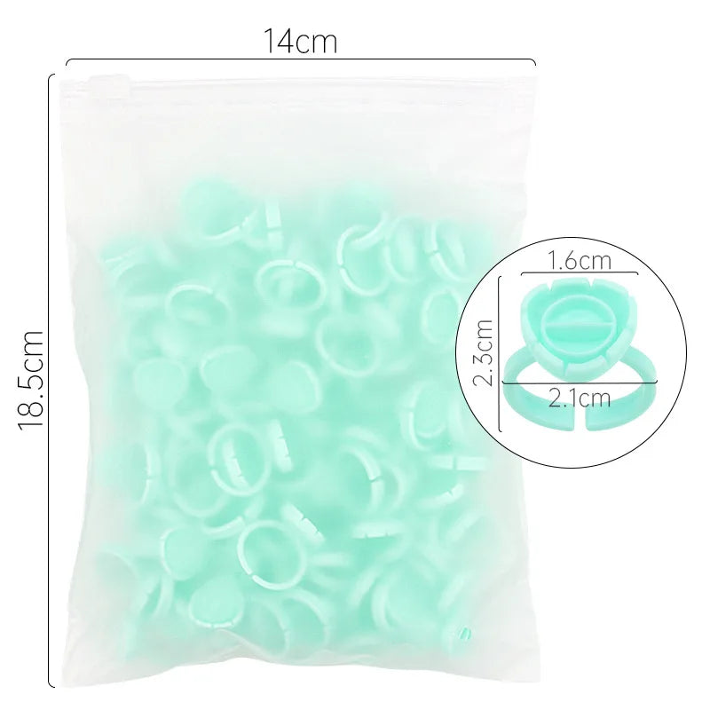 AILEISHI 100Pcs Disposable Eyelash Glue Fan Cup Rings Holder Container Tattoo Pigment Eyelash Extension Tools Lash Supplies
