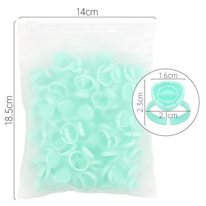 AILEISHI 100Pcs Disposable Eyelash Glue Fan Cup Rings Holder Container Tattoo Pigment Eyelash Extension Tools Lash Supplies