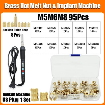 Brass Heat Set Insert Nut Electric Soldering Iron 60W LCD Digital Display Adjustable Temperature 220V/110V 3d Printer Copper Nut