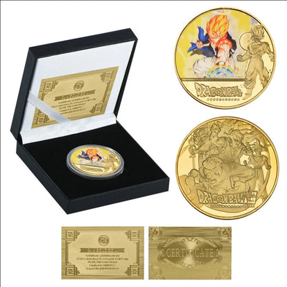 Dragon Ball Gold Plated Gold Coin Son Goku Vegeta Commemorative Coins Children Classic Anime Peripherals Collection Toy Souvenir