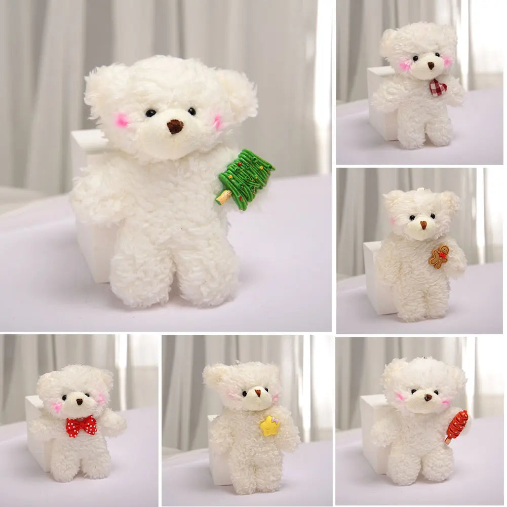 12cm Cute Bear Plush Keyring Pendant Soft Stuffed Plush Keychain Toy Backpack Pendant Birthday Gifts for Children