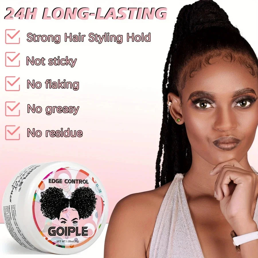 GOIPLE 3 Fruity Flavours 30g Edge Control Gel Set Fixing Broken Hair Smooth Anti-Frizz Strong Hold Styling Edge Controls Wax