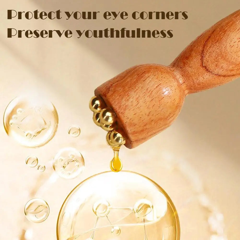 Facial Massager, Lotus Seedpod Beauty Brass Bead & Rosewood Facial Gua Sha Tool Eye Relaxation Meridians Point Acupoint Massage