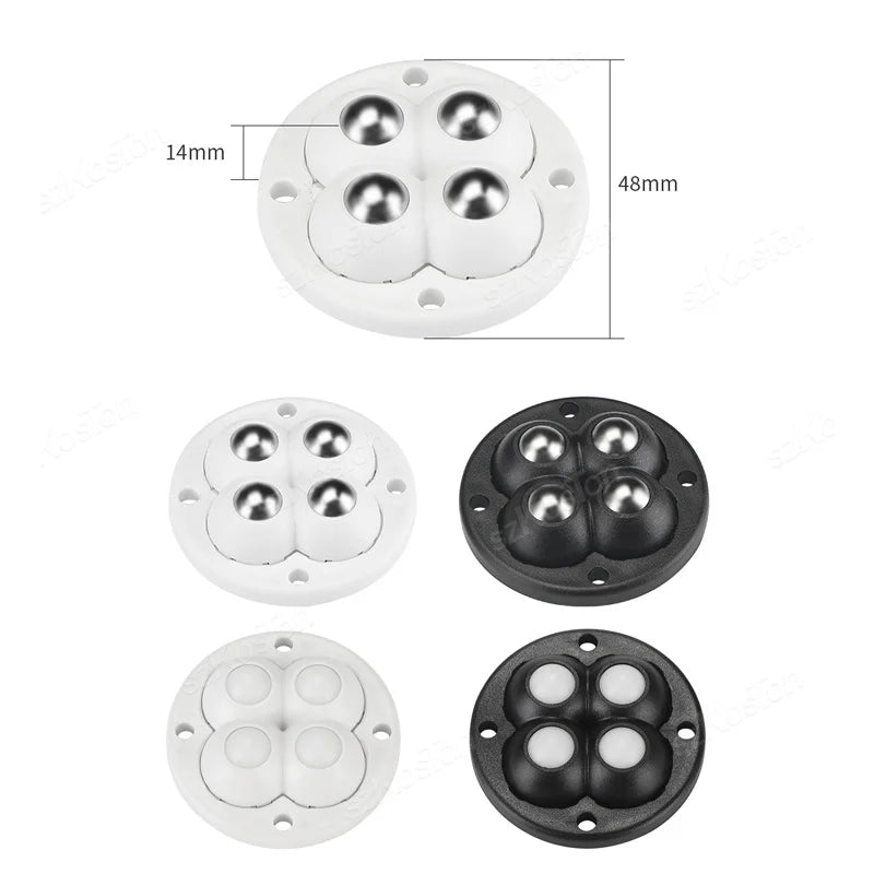 4Pcs Non Punching Adhesive Furniture Ball Universal Pulley Household Mobile Base Accessories Trash Can Bottom Small Wheel