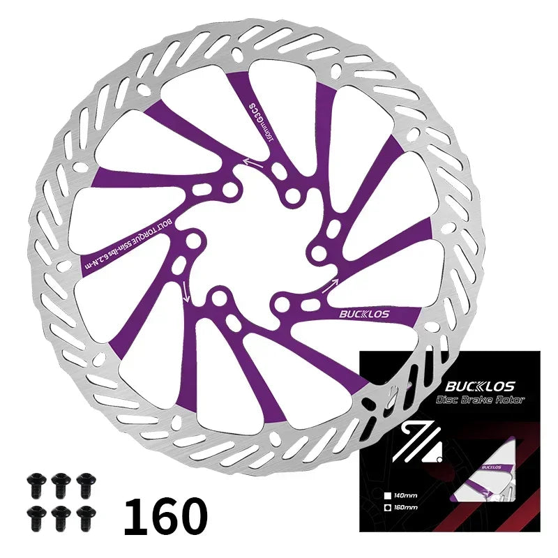 BUCKLOS Ultralight MTB Bike Hydraulic Disc Brake Rotor 160/180/203mm Mountain Road Racing Bicycle Brake Disc with 6 Free Bolts