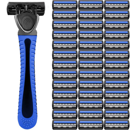 1pcs Safety Blade Razor, 6-Layers Manual Safety Razor, Washable Stainless Steel Streamline Blade For Travel Home Use