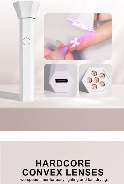 Rechargeable Portable UV LED Nail Lamp - Gel Polish Drying Desk Stand Light Support Base for Nail Art