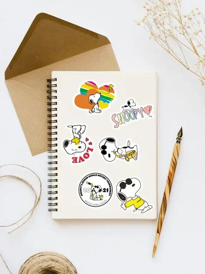 50Pcs Cartoon SnoopyDog Stickers for Kids Laptop Skateboard Graffiti Skateboard Laptop Water Bottle Motorcycle Sticker Toy Decal
