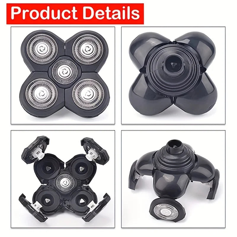 Shaver Replacement 5 Heads 5Razor Head Shaver Head 5 Head Beard Cutter Blade Compatible With Most Rotary Shavers
