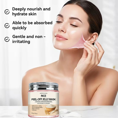 Rice Peel-Off Jelly Mask Deep Hydration Nourishment. Gentle Quick Absorb. Say Goodbye Dryness. Watericelevin 50g.