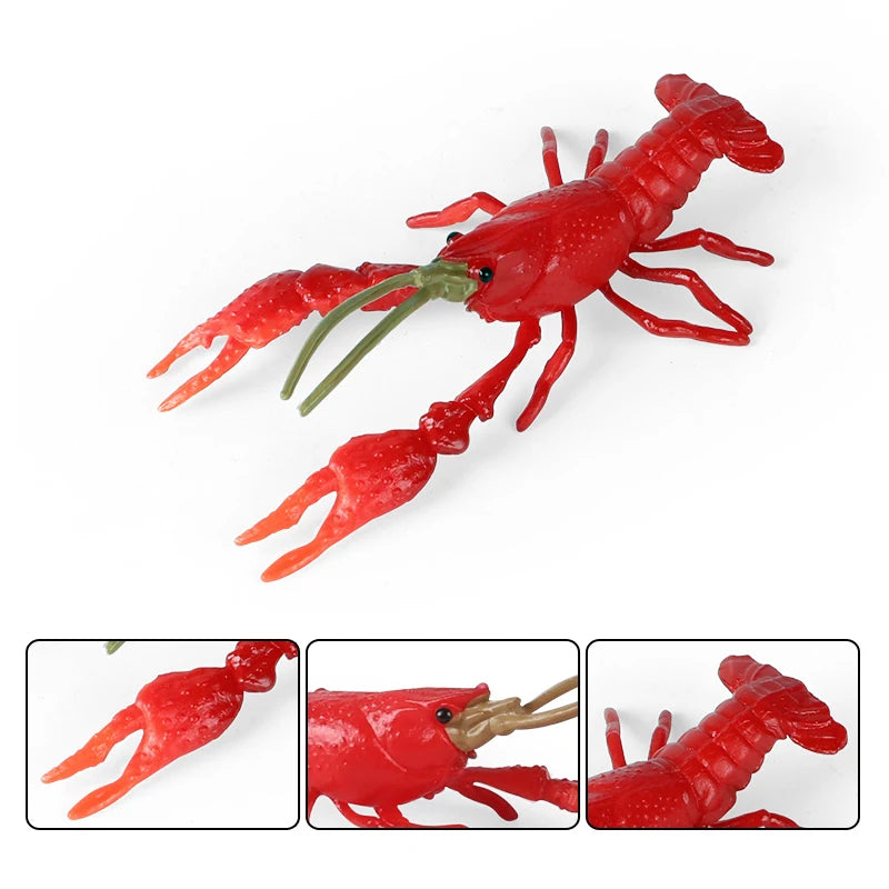 Oenux Ocean Animals Simulation Tiger Prawn Crayfish Shrimp Sea Life Model Figurines Action Figures Collection Toys For Kids Gift