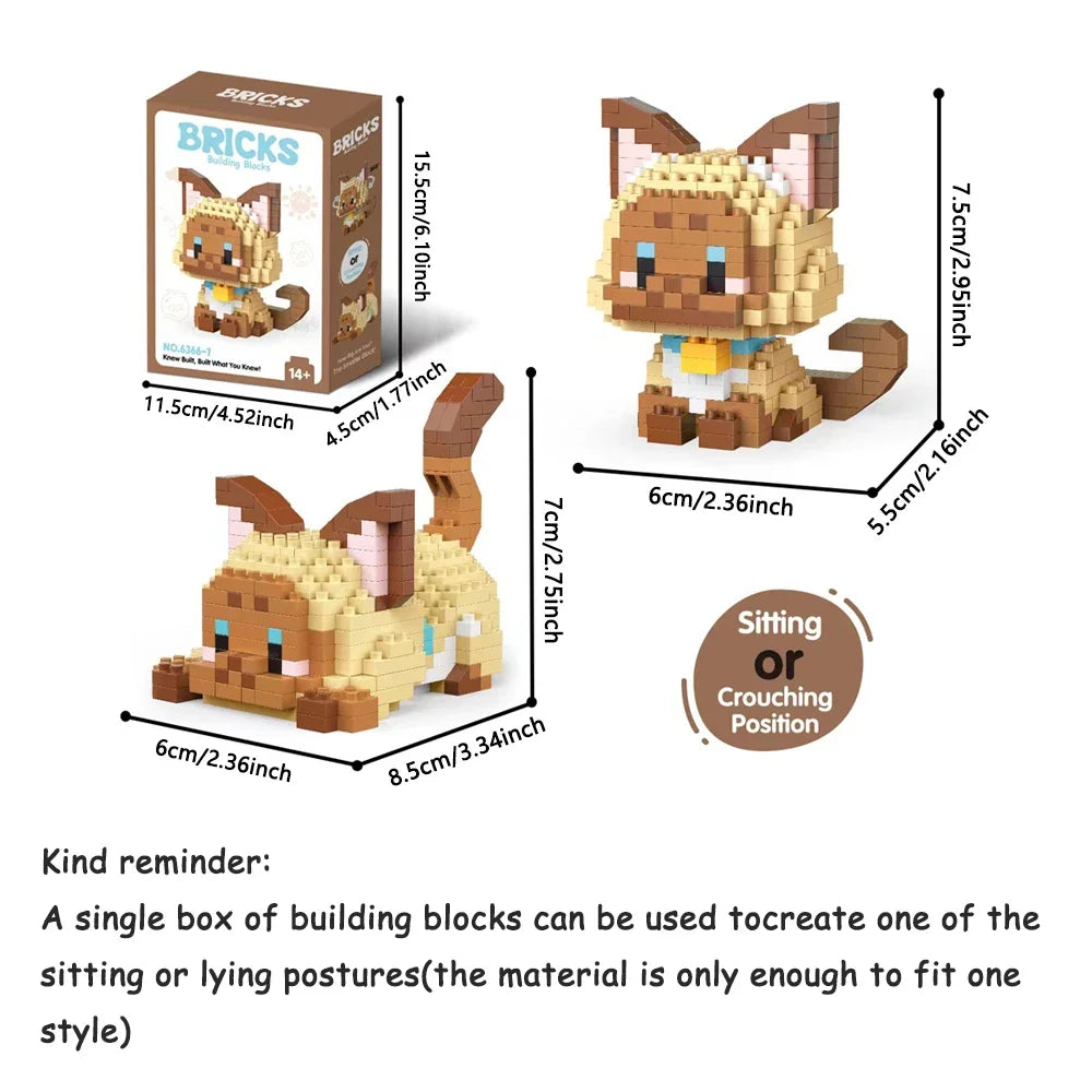 Micro Mini Super Cute Micro Cat Building Kit Tiny Pet Series Doll Figure The Perfect Miniature Gift for Cat Lovers and Girls
