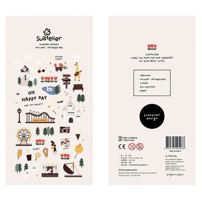 Korean Brand Suatelier Collection Daily Food Vlog Stickers DIY Scrapbooking Journey Diary Stationery Stickers Supplies