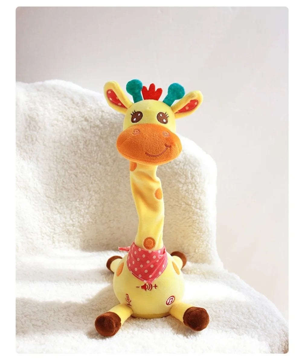 Repeating What You Say Dancing Talking Giraffe Toy with 10 Songs Plush Swaying Dancing Giraffe Adjustable Volume Glowing