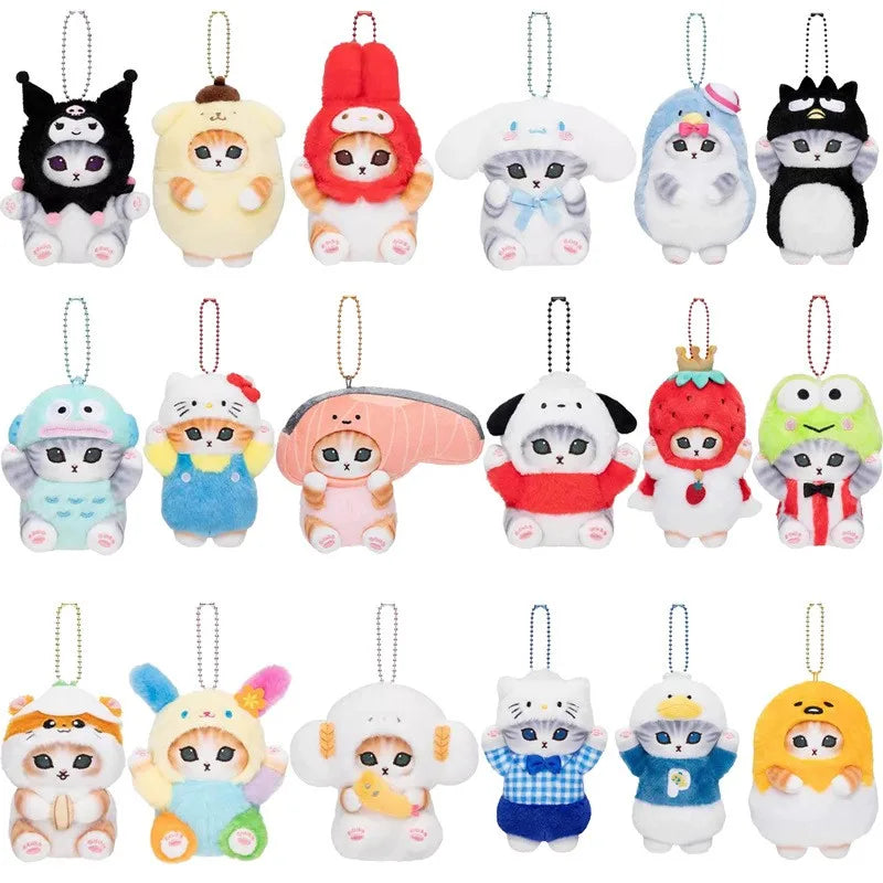 Anime Shark Cat Co Branded Cross-dress Kuromi Hello Kitty Cinnamoroll Plush Toys Collect Decoration Pendant Gift