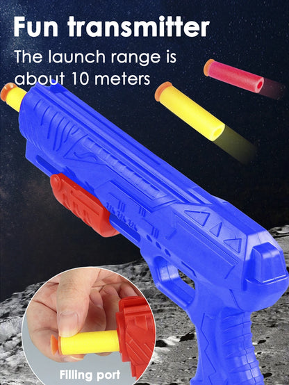 Children's outdoor three in one foam soft elastic toy gun, hand thrown ejection aircraft suit, foam aircraft color random