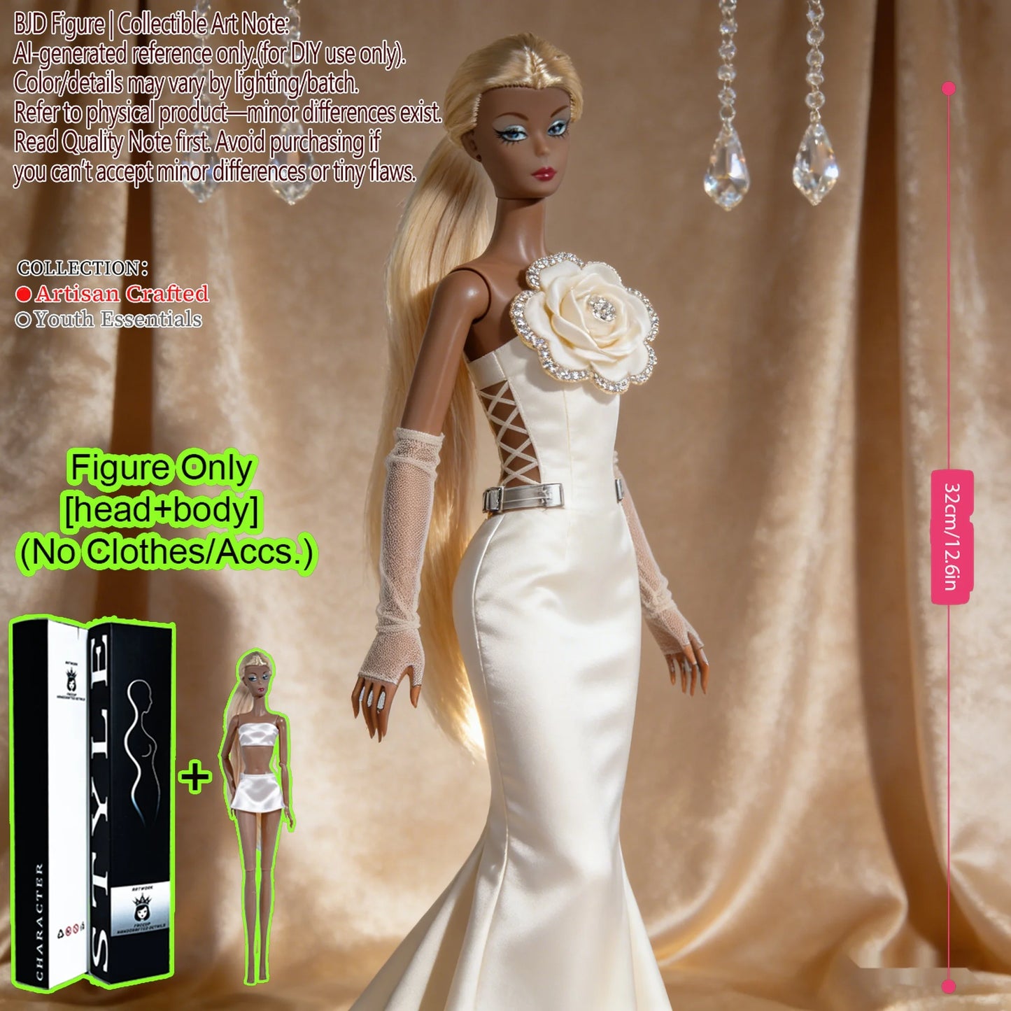 Multi-Joint BJD Model, 1/6 Scale 12-Joint, Changeable Makeup Premium Craft (no clothing)
