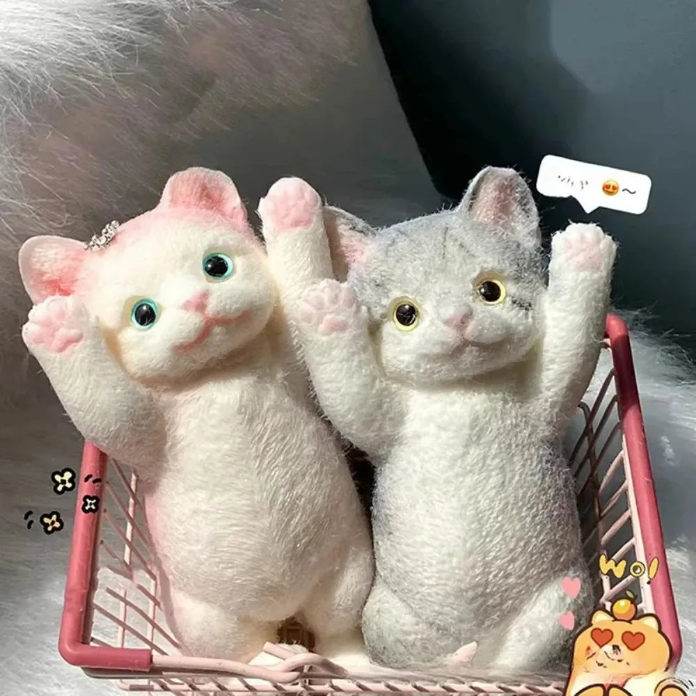 13CM Cute Taba Squishy Cat Fluffy Sticky Realistic Cat Stress Relieving Toy Simulation Cats Doll Squeeze Gift for Kids Adults