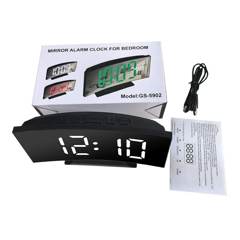 Latest Digital Clock LED Alarm Clock Bedroom Electronic Desktop Clock With Temperature Display Adjustable Brightness 12/24 Hours