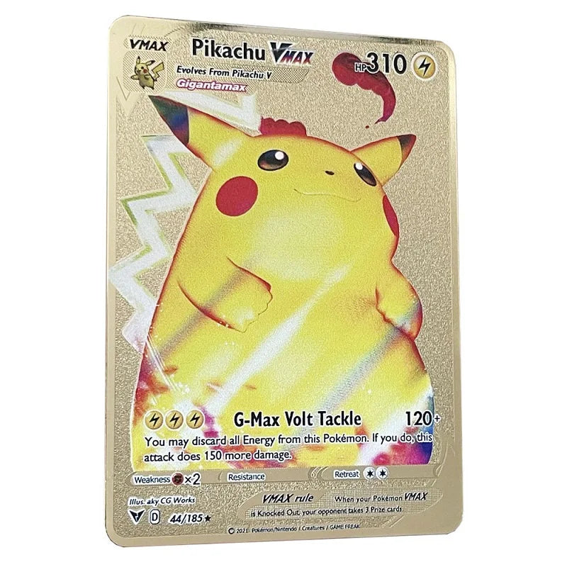 Cartão de metal pokémon 10000 pontos arceus charizard raichu super cartão dourado inglês mewtwo vmax gx ex presente de natal