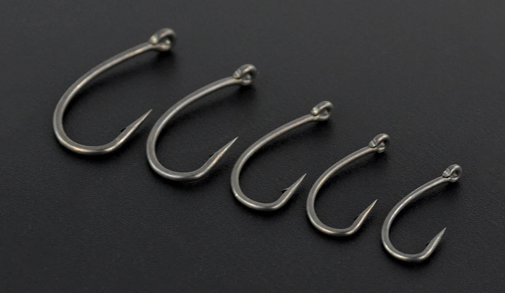 Hirisi 15x Carp Fishing Hooks With Eye Micro Barb High Carbon Steel Fish Hooks PTFE Coated Fishing Accessories X915