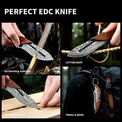 1PC Outdoor folding knife,Mechanical design, fixed blade; Wooden handle,EDC pocket knife,Fishing knife,Camping,Mountaine