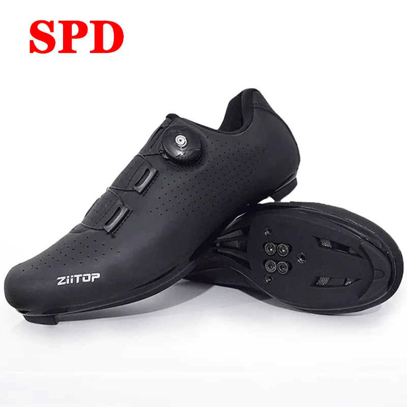 New Men Cycling Sports Shoes Outdoor MTB Shoes PU Leather Breathable Lightweight SPD Lock Shoes Women Racing Pedal Bicycle Shoes