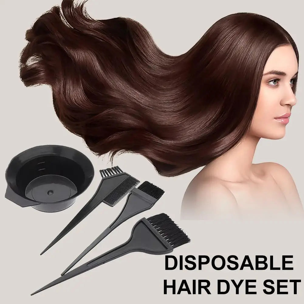 4Pcs Home Salon Hair Dyeing Brush Set Hair Dyeing Cream Bowl Coloring Brush Comb Kits Hair Tint Applicator Barber Styling Tool