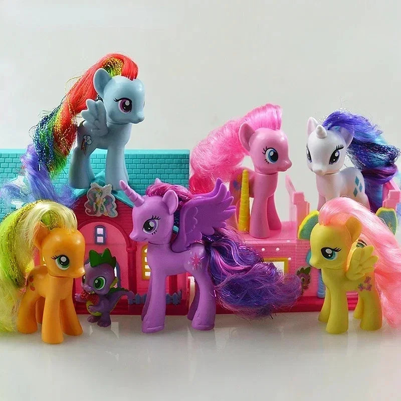 Original Hasbro My Little Pony Anime Figures Cute Twilight Sparkle Rainbow Fluttershy Pinkie Pie Rarity Collect Model Toy Gift