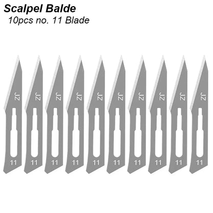 11 23 Scalpel Blade Set Metal Handle Stationery Steel Precision Craft Knife Cutter Wood Carve Stencil Box Open DIY Surgical Tool