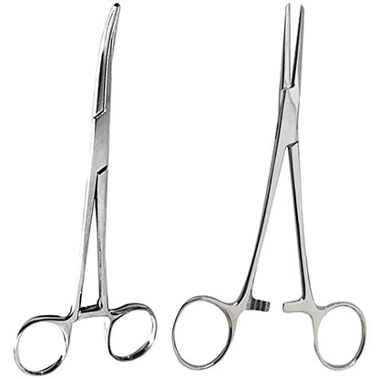 1pc Stainless Steel Hemostatic Forceps Surgical Forceps Tool Hemostat Locking Clamps Forceps Fishing Pliers Curved/Straight Tip