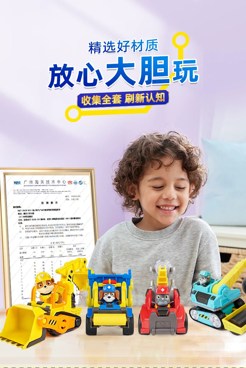 100% Genuine Paw Patrol Rubble & Crew Toy Wheeler Mix Charger Action Figure Doll with Collectible Figures Kids Toy Birthday Gift
