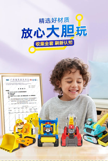 100% Genuine Paw Patrol Rubble & Crew Toy Wheeler Mix Charger Action Figure Doll with Collectible Figures Kids Toy Birthday Gift