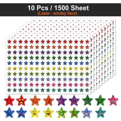 450-3000 Sheet Happy Face Stars Reward Sign Stickers Pack DIY Skateboard Suitcase Stationery Decals Decor Phone Laptop Gift Toys